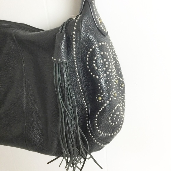 Brighton Breeze Leather HOBO Bag Purse Studded Retail $260 Black - Picture 2 of 10